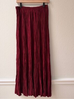 Painted Pony Boho Prairie Maxi Skirt Wine Red Broomstick Western Cottagecore